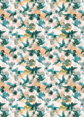 Roller blind modern birds and colorful spots pattern