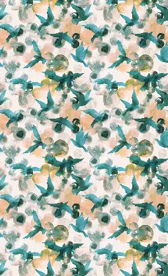 Roller blind modern birds and colorful spots pattern