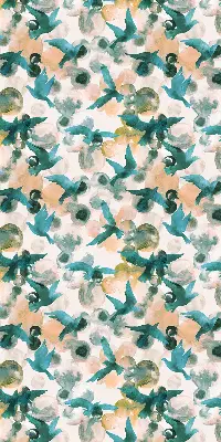 Roller blind modern birds and colorful spots pattern