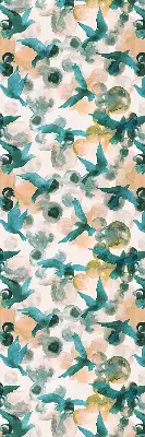 Roller blind modern birds and colorful spots pattern