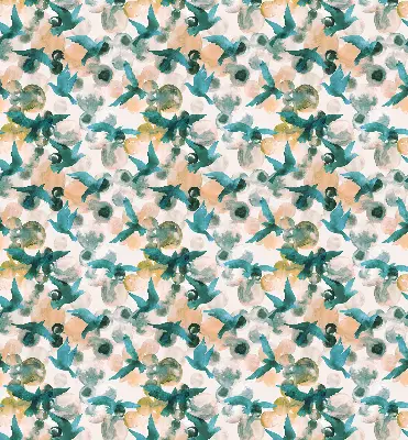 Roller blind modern birds and colorful spots pattern
