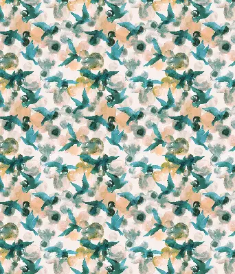 Roller blind modern birds and colorful spots pattern