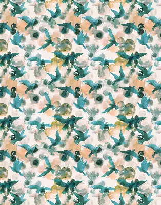 Roller blind modern birds and colorful spots pattern