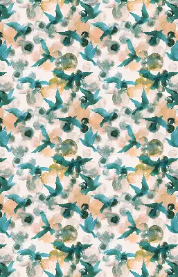 Roller blind modern birds and colorful spots pattern