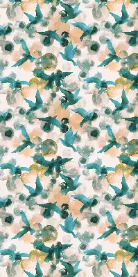 Roller blind modern birds and colorful spots pattern