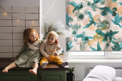 Modern roller blind Birds and colorful spots