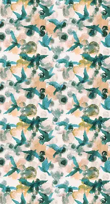 Roller blind modern birds and colorful spots pattern