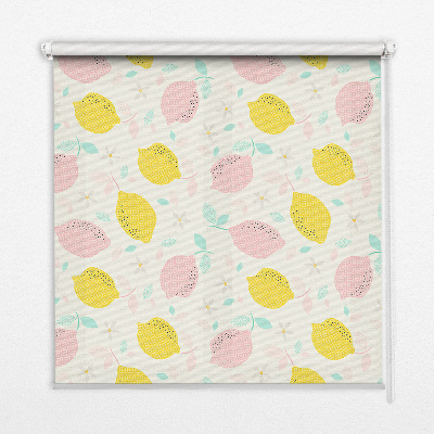 Roller blind for large window Pink and yellow lemons