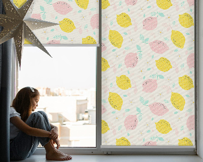 Roller blind for large window Pink and yellow lemons