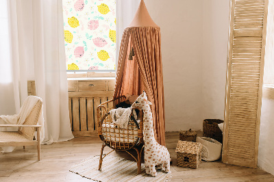 Roller blind for large window Pink and yellow lemons