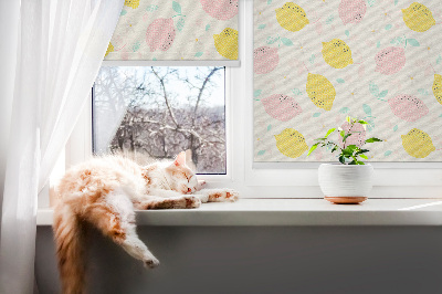 Roller blind for large window Pink and yellow lemons