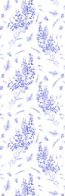 Fabric roller blind with purple plants pattern