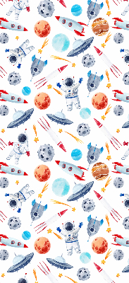 Modern roller blind Rockets, cosmonauts, planets and UFOs