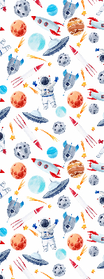 Modern roller blind Rockets, cosmonauts, planets and UFOs