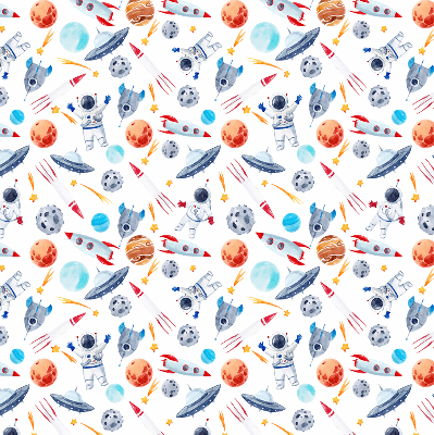 Modern roller blind Rockets, cosmonauts, planets and UFOs