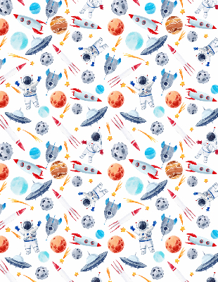 Modern roller blind Rockets, cosmonauts, planets and UFOs