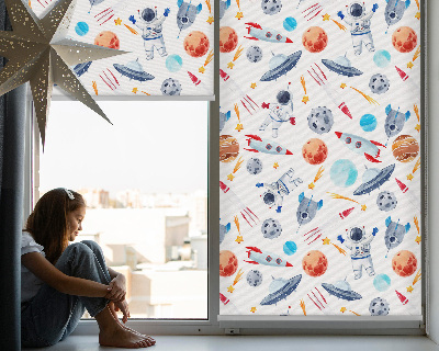 Modern roller blind Rockets, cosmonauts, planets and UFOs
