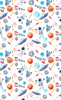Modern roller blind Rockets, cosmonauts, planets and UFOs