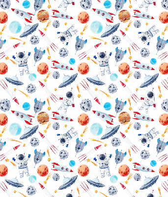 Modern roller blind Rockets, cosmonauts, planets and UFOs