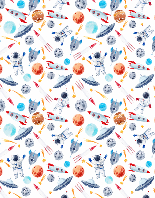 Modern roller blind Rockets, cosmonauts, planets and UFOs