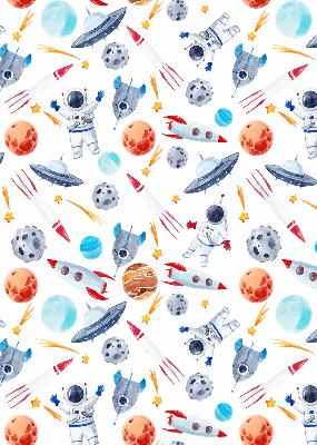 Modern roller blind Rockets, cosmonauts, planets and UFOs