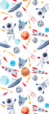 Modern roller blind Rockets, cosmonauts, planets and UFOs