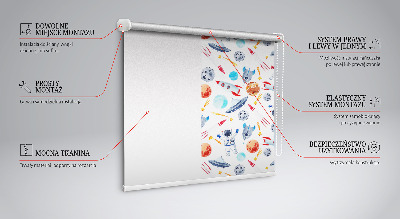 Modern roller blind Rockets, cosmonauts, planets and UFOs
