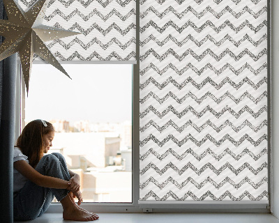 Roller blind for large window Gray horizontal zigzags