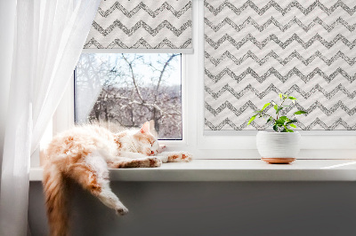 Roller blind for large window Gray horizontal zigzags