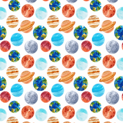 Fabric roller blind planets print