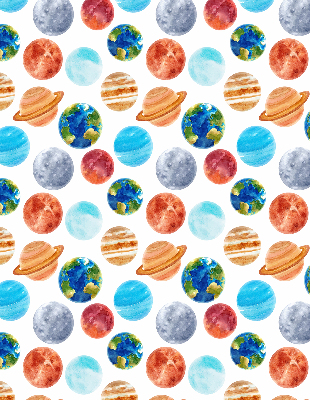 Fabric roller blind planets print