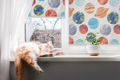 Fabric roller blind Planets