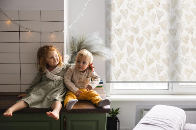 Modern roller blind beige hearts pattern