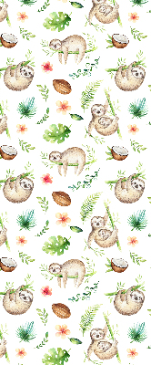 Fabric roller blind Sloths and plants
