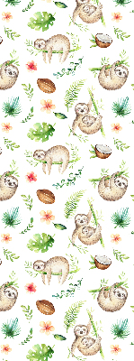 Fabric roller blind Sloths and plants