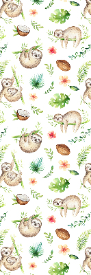Fabric roller blind Sloths and plants
