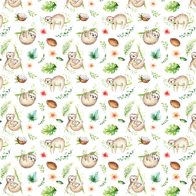 Fabric roller blind Sloths and plants