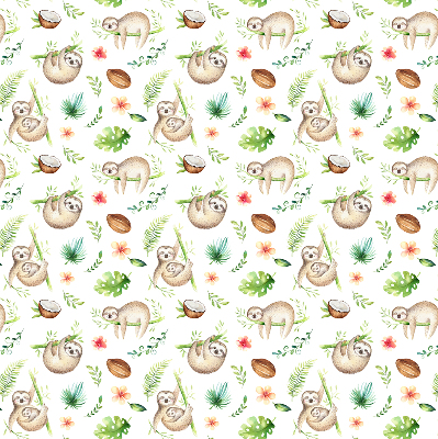 Fabric roller blind Sloths and plants