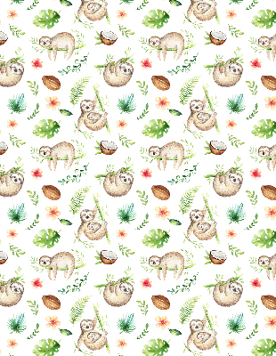 Fabric roller blind Sloths and plants