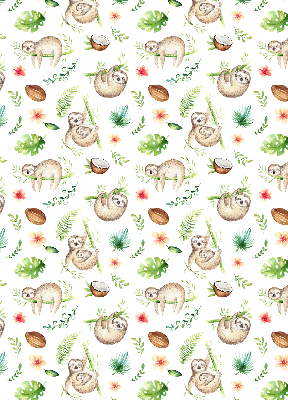 Fabric roller blind Sloths and plants
