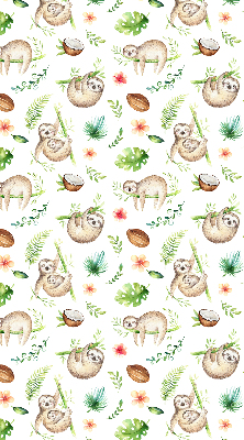Fabric roller blind Sloths and plants
