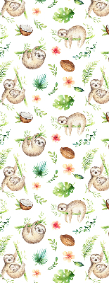 Fabric roller blind Sloths and plants