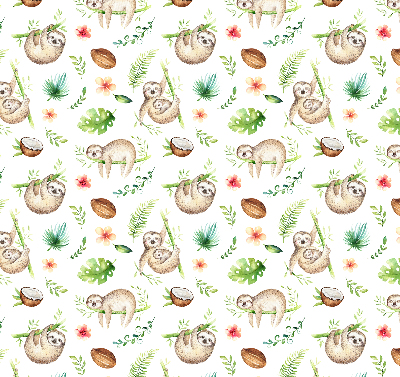 Fabric roller blind Sloths and plants
