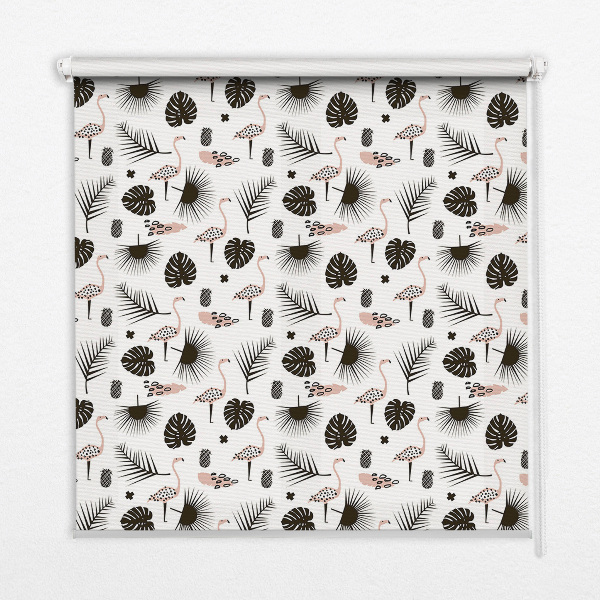 Modern roller blind Flamingos and leaves