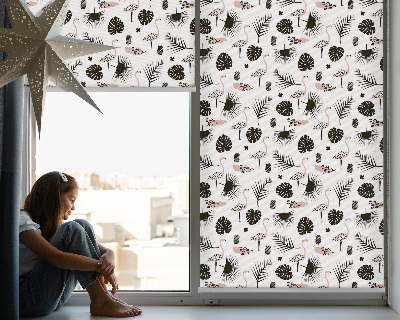 Modern roller blind Flamingos and leaves