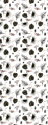 Modern roller blind flamingos and leaves print