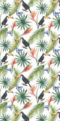 Fabric roller blind Toucans on flowers
