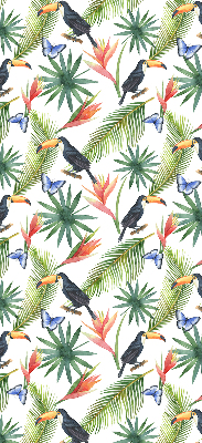 Fabric roller blind Toucans on flowers