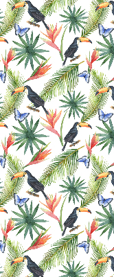 Fabric roller blind Toucans on flowers