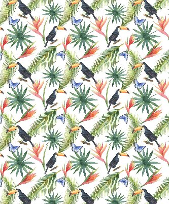 Fabric roller blind Toucans on flowers